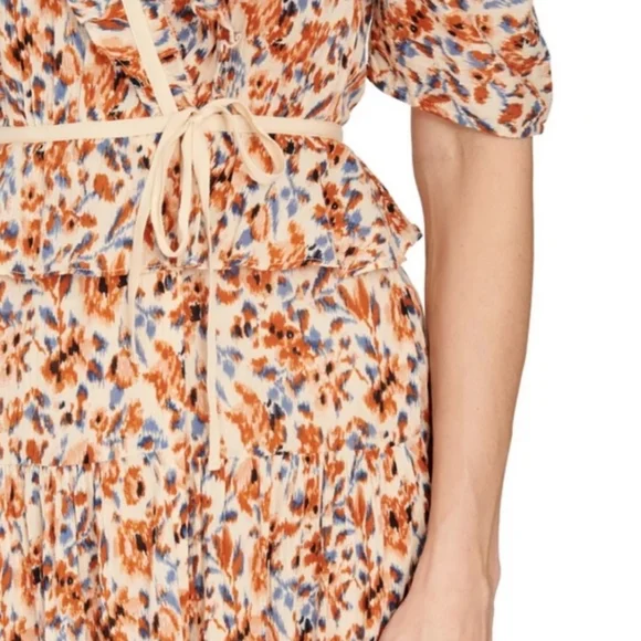 Ulla Johnson Lisette Dress Pearl Floral Wrap Ruffle Midi New With Tag Size 4 - Picture 5 of 10